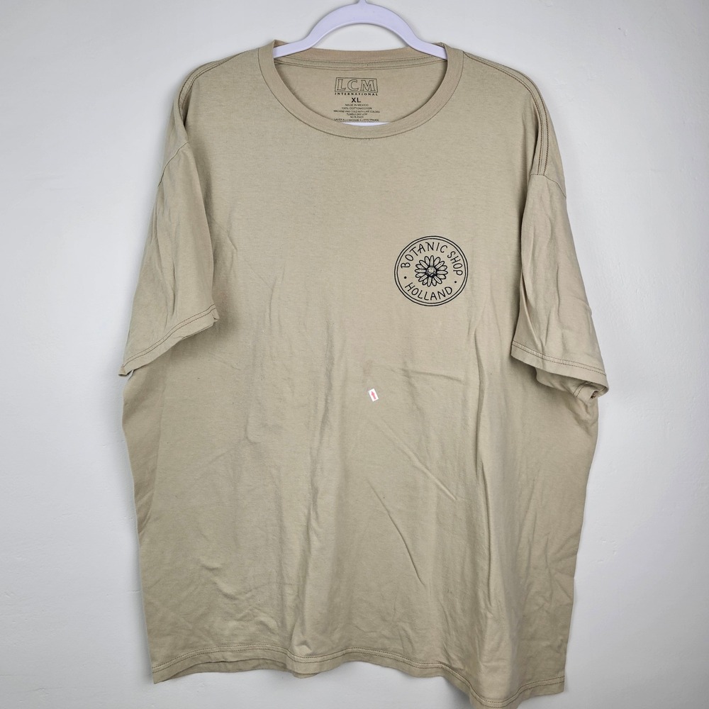 LCM Botanic Shop Holland Graphic Tee T-Shirt Mens XL Tan Short Sleeve
